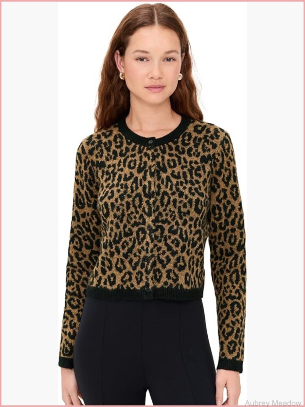 Mid-Weight Leopard Cardigan with Ribbed Trim